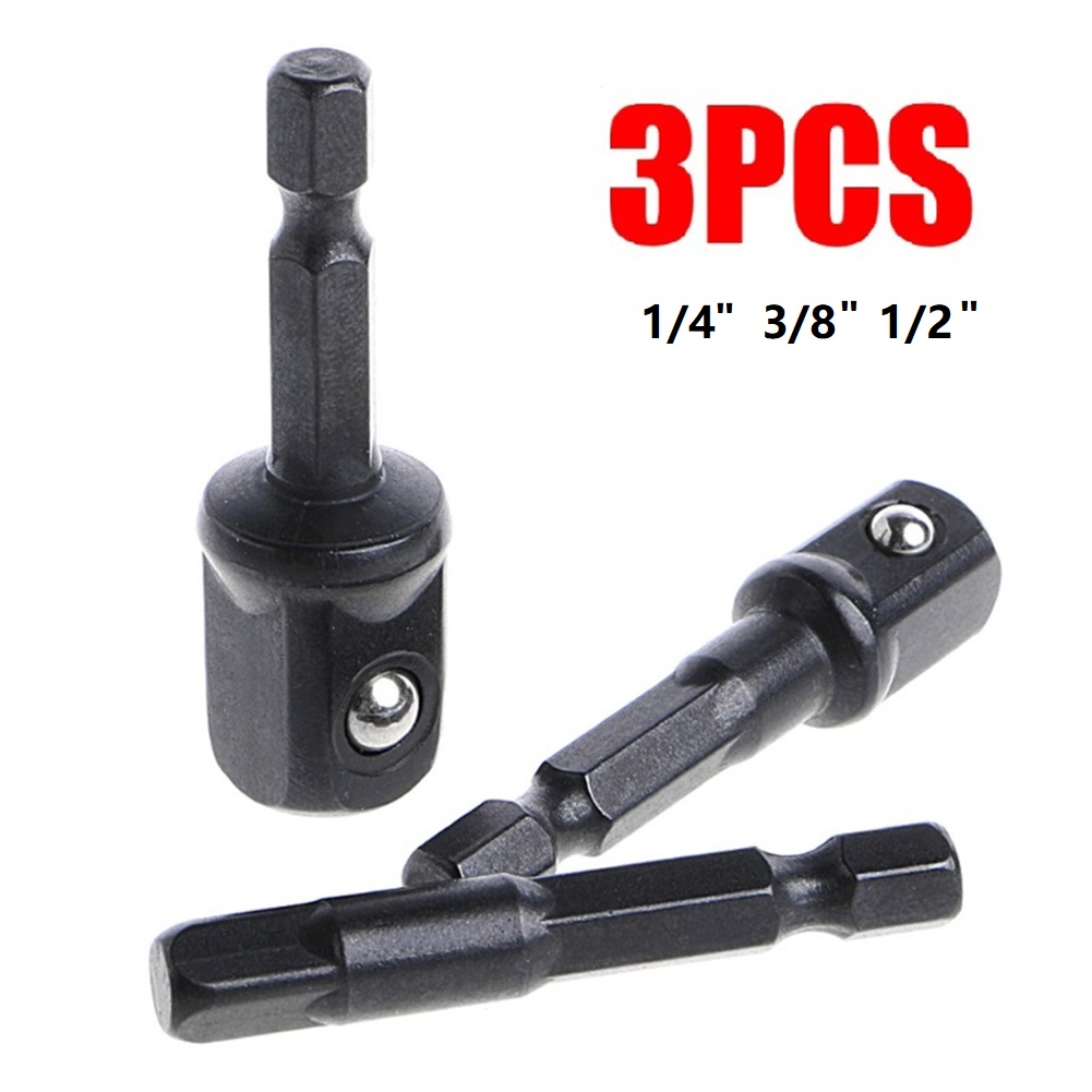 Power Tools Extension - 3Pcs Socket Adapter Set, 1/4