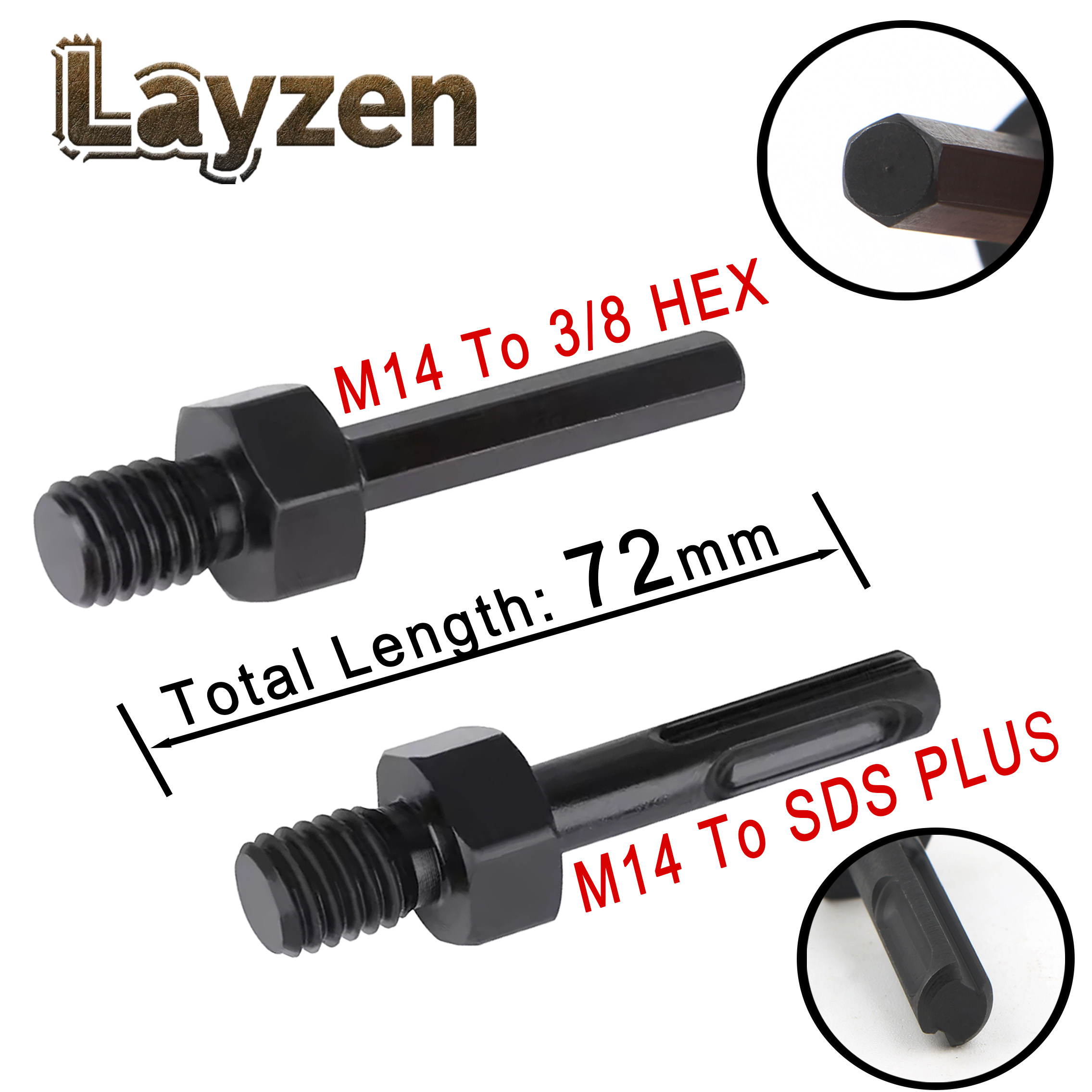 Power Tools Plus - Layzen M14 Thread to 3/8 Hex
