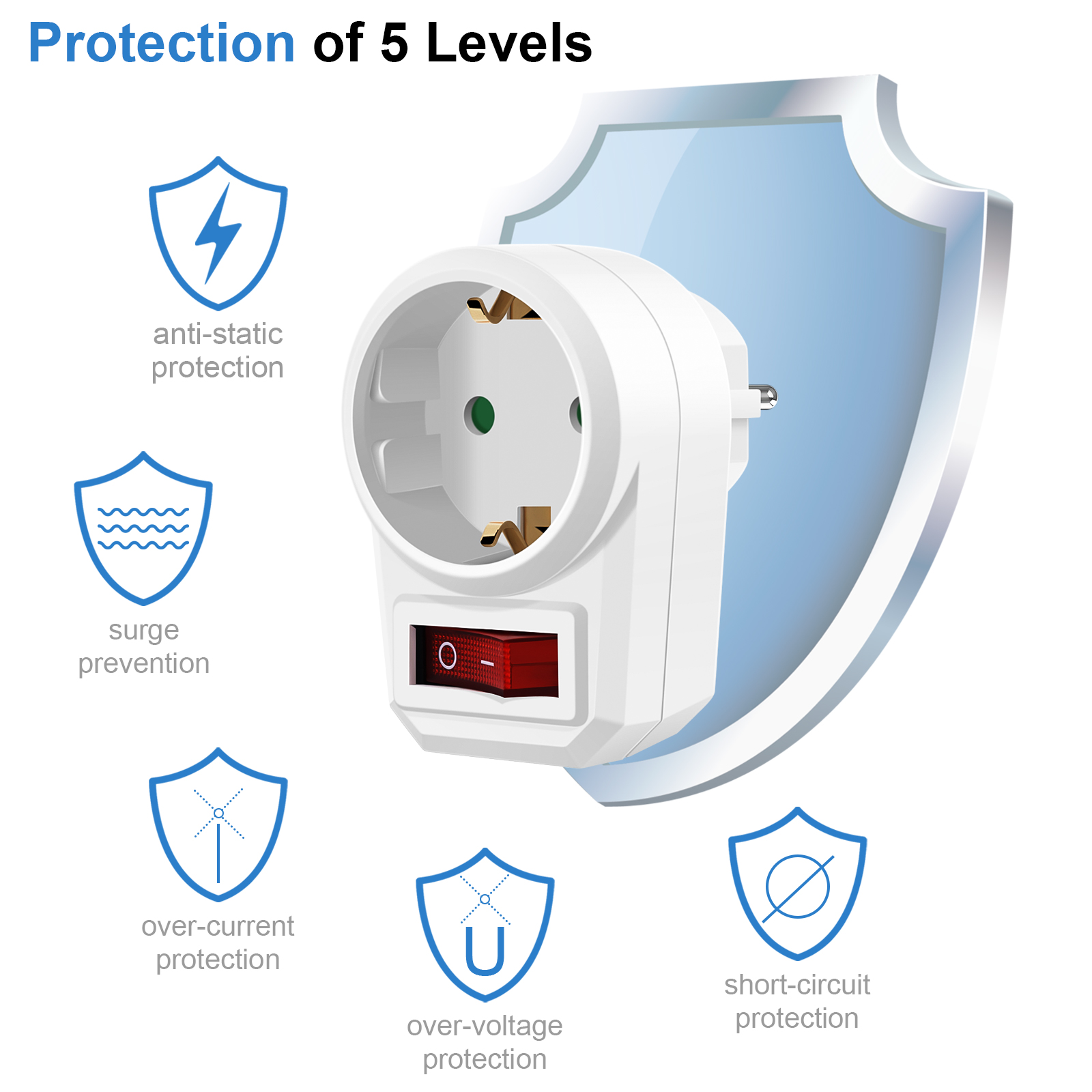 3PCS EU Socket Adapter With Sw - Power Tools Extension 评论和价格